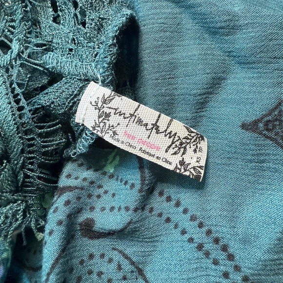 Intimately Free People Lace Floral Print Slip Dress Teal Green Womens Sz Small - Picture 6 of 8